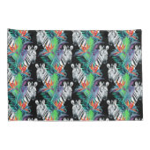 Zebra en exotische bloemen kussensloop (Achterkant-Rechts)