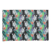 Zebra en exotische bloemen kussensloop (Voorkant-Rechts)