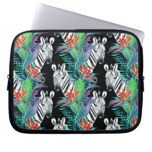 Zebra en exotische bloemen laptop sleeve