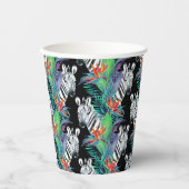 Zebra en exotische bloemen papieren bekers (Voorkant)