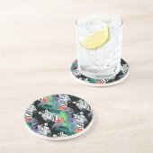 Zebra en exotische bloemen zandsteen onderzetter (Zijkant)