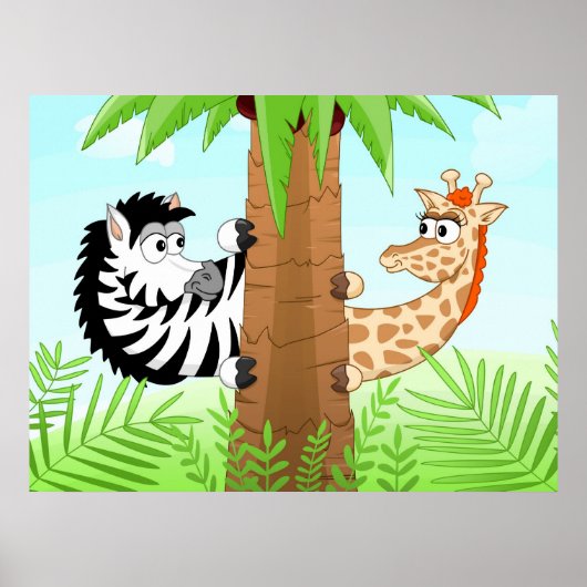 Zebra en giraf poster (Voorkant)