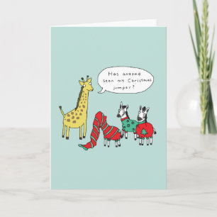 Zebra en Giraffe Kerst Kaart   klassieke strip