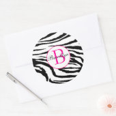 Zebra en Hot Pink Initiaal Sticker (Envelop)