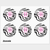 Zebra en Hot Pink Initiaal Sticker (Vel)