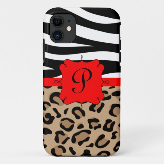 Zebra en luipaard Afdrukken - Aangepast monogram Case-Mate iPhone Case (Achterkant)