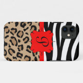 Zebra en luipaard Afdrukken - Aangepast monogram Case-Mate iPhone Case (Achterkant (horizontaal))