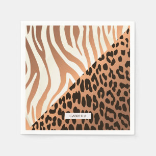 Zebra en luipaard afdrukken servet