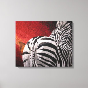 Zebra en Oxpecker Canvas Afdruk