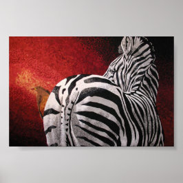 Zebra en Oxpecker Poster