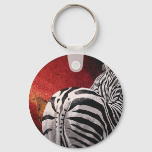 Zebra en Oxpecker Sleutelhanger