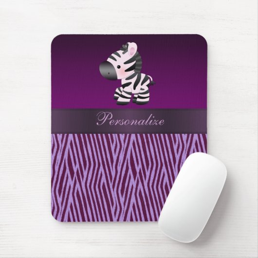 Zebra en Paarse textielwaren Dierlijke printmousep Muismat (Met muis)