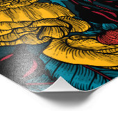 Zebra en roos struik foto afdruk (Hoek)