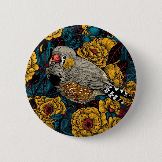 Zebra en roos struik ronde button 5,7 cm (Voorkant)