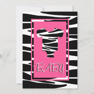 Zebra en roze babykleding Baby shower Kaart