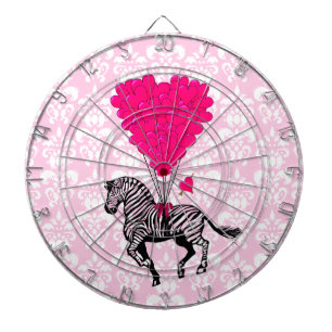  zebra en roze hart op vocht dartbord