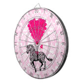  zebra en roze hart op vocht dartbord (Voorkant Rechts)