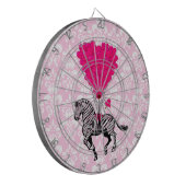  zebra en roze hart op vocht dartbord (Voorkant Links)