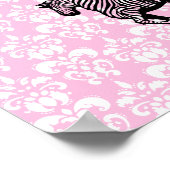 zebra en roze hartballonnen poster (Hoek)