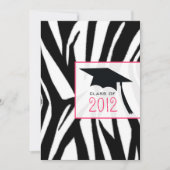 Zebra- en roze klasse van 2012 Graduation Invitati Kaart (Voorkant)