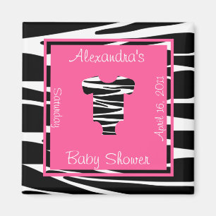 Zebra en roze kleren Baby shower Favor Magneet