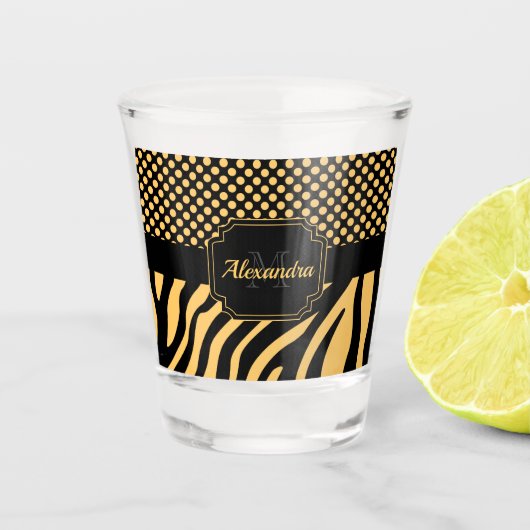 Zebra en Stippen Shot Glas (Voorkant)
