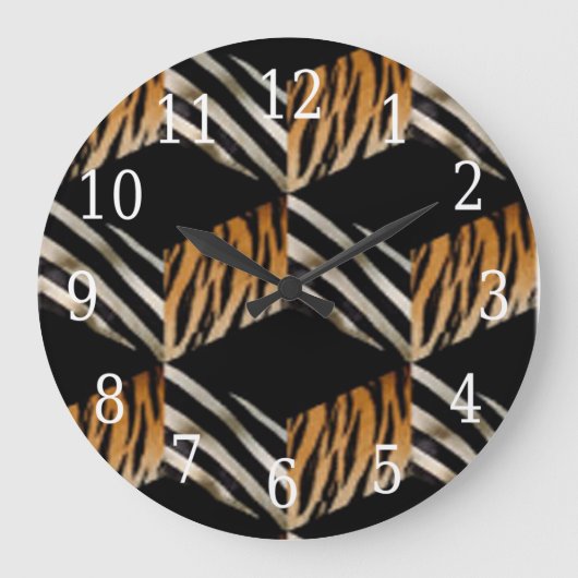 Zebra en tijger  grote klok (Voorkant)