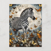 Zebra en Vlinders Briefkaart (Voorkant)