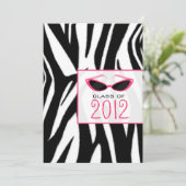 Zebra en zonnebrillen 2012 Graduation Invitation Kaart (Staand voorkant)