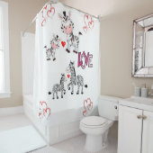 Zebra enfant valentine's rideau de douche blanc (En situation)