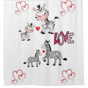 Zebra enfant valentine's rideau de douche blanc