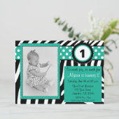 Zebra et Turquoise Invitation d'anniversaire TOUT (Debout devant)