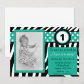 Zebra et Turquoise Invitation d'anniversaire TOUT (Devant / Derrière)