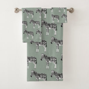 Zebra Exotic Animal Motif Sage Green