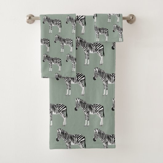 Zebra Exotic Animal Motif Sage Green (En situation)