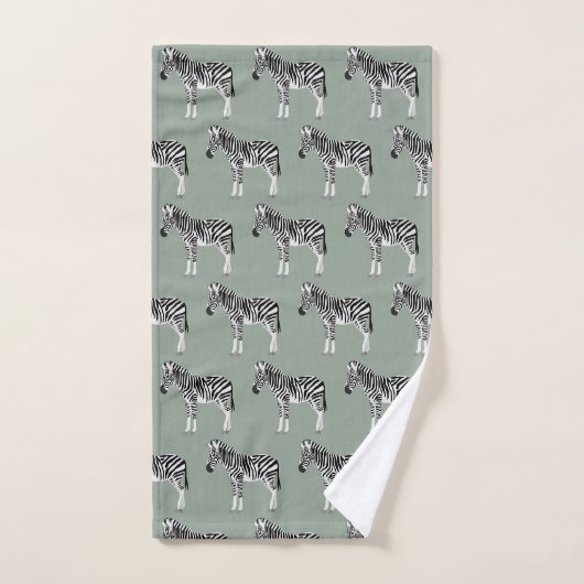 Zebra Exotic Animal Motif Sage Green (Serviette à main)