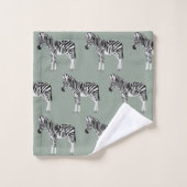 Zebra Exotic Animal Motif Sage Green (Gant de toilette)
