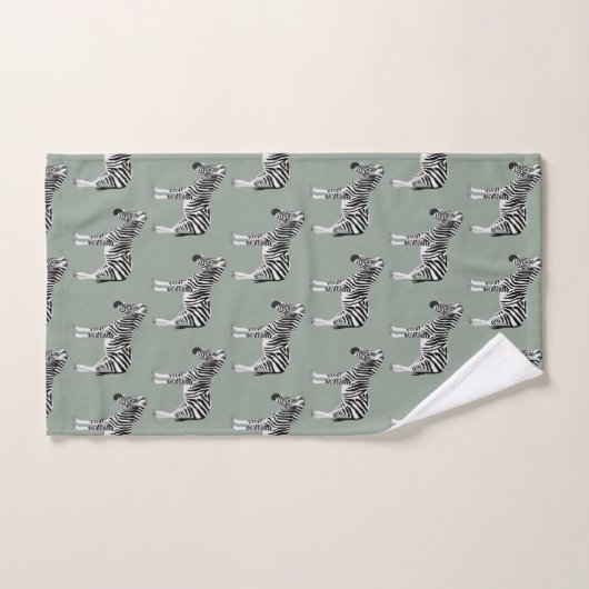 Zebra Exotic Animal Motif Sage Green (Serviette à main)
