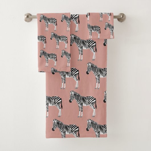 Zebra Exotisch Dierenpatroon Blush Roze Bad Handdoek (Insitu)