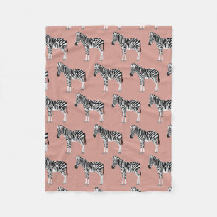 Zebra Exotisch Dierenpatroon Blush Roze Fleece Deken