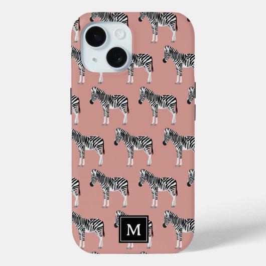 Zebra Exotisch dierpatroon Blush roze monogram Case-Mate iPhone Case (Achterkant)