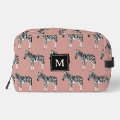 Zebra Exotisch dierpatroon Blush roze monogram Toilettasje (Achterkant)