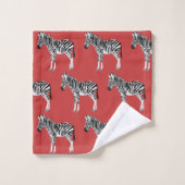 Zebra Exotisch dierpatroon Deep Red Bad Handdoek (Wasdoekje)