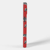 Zebra Exotisch dierpatroon Deep Red Monogram Case-Mate iPhone Case (Achterkant / Rechts)