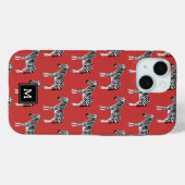Zebra Exotisch dierpatroon Deep Red Monogram Case-Mate iPhone Case (Achterkant (horizontaal))