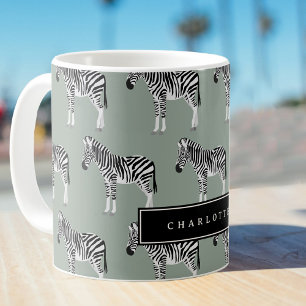 Zebra Exotisch dierpatroon Sage Groen Koffiemok