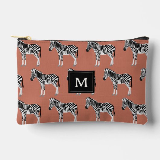 Zebra Exotisch dierpatroon Terracotta-monogram Etui (Voorkant)