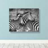 Zebra familie canvas afdruk (Insitu (Houten vloer))
