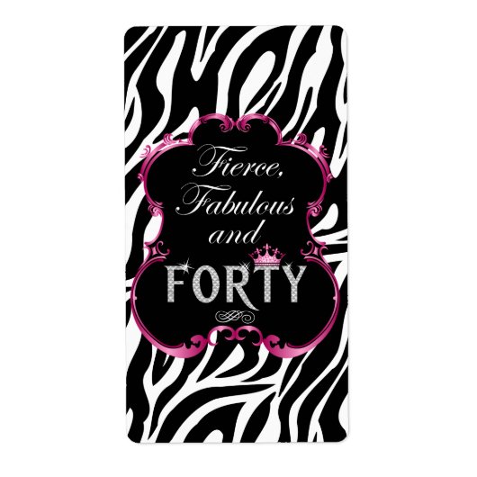 Zebra Fierce Fabulous en veertig wijn Etiket (Voorkant)