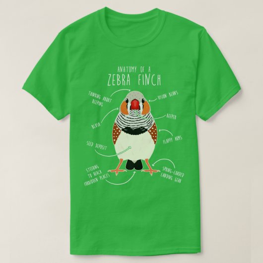 Zebra Finch-anatomie T-shirt (Design voorkant)